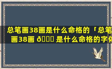 总笔画38画是什么命格的「总笔画38画 🐕 是什么命格的字体」